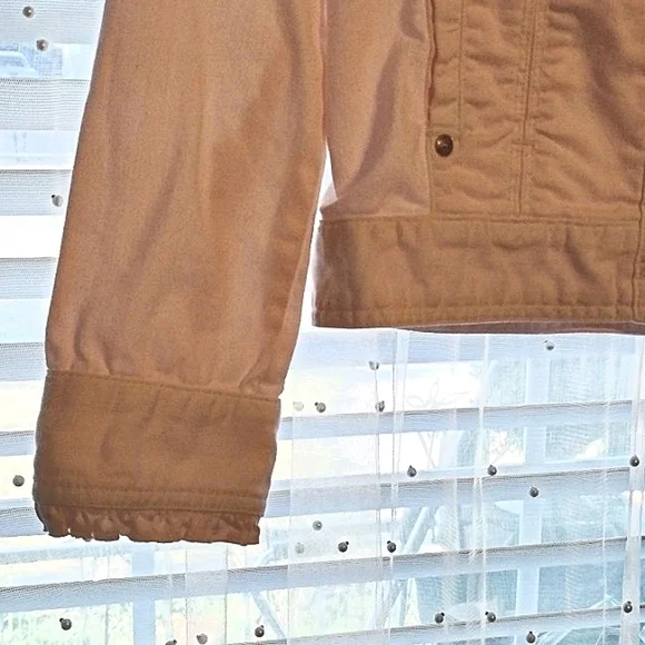 Chico's Woman's Pale Pink Ruffled Sleeves Jean Jacket, Size: 0 - Picture 9 of 9